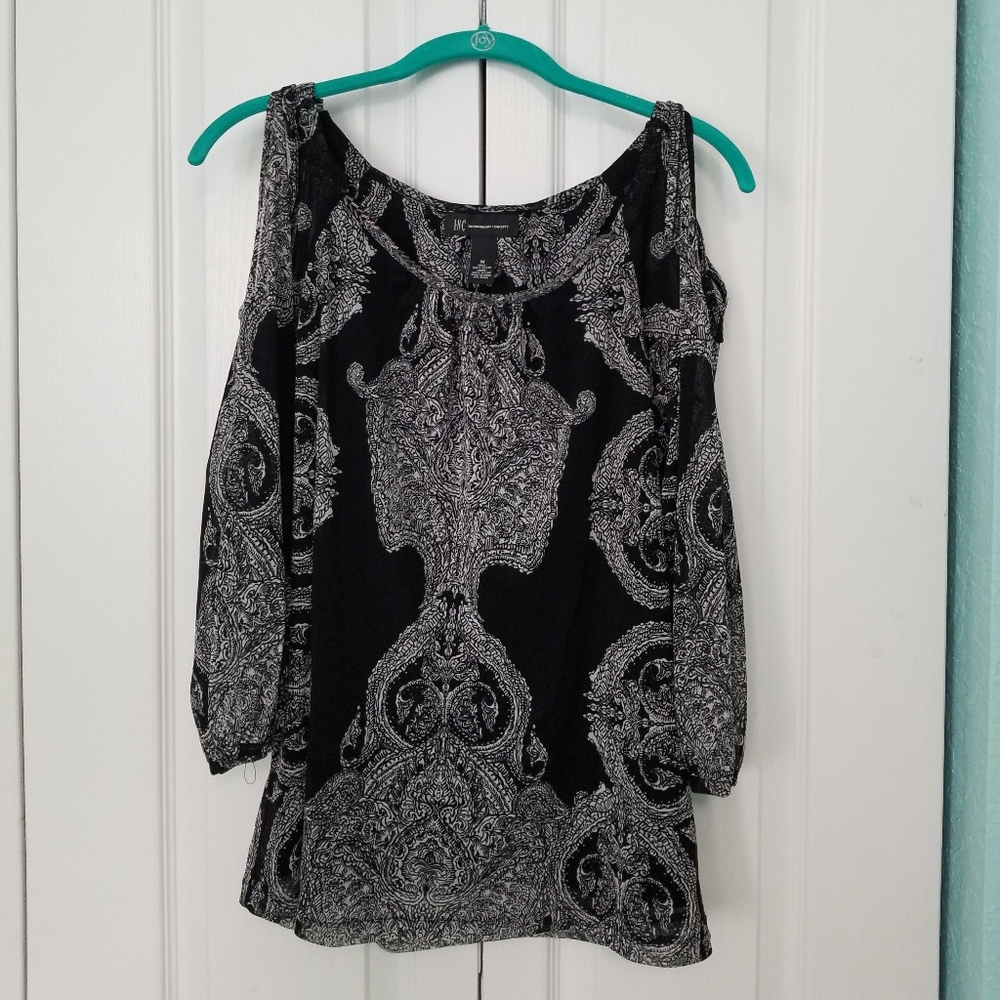 INC black cold shoulder top